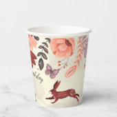 Zoete boho volkskunst konijn vlinder Hygge bloemig Papieren Bekers (Achterkant)