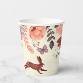 Zoete boho volkskunst konijn vlinder Hygge bloemig Papieren Bekers (Voorkant)