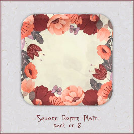 Zoete boho volkskunst vlinder bloemig papieren bordje