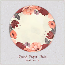 Zoete boho volkskunst vlinder bloemig papieren bordje