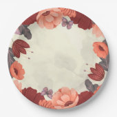 Zoete boho volkskunst vlinder bloemig papieren bordje (Voorkant)