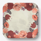 Zoete boho volkskunst vlinder bloemig papieren bordje (Voorkant)