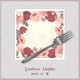 Zoete boho volkskunst vlinder bloemig servet