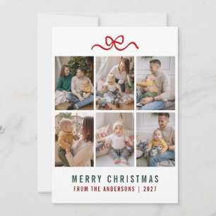 Zoete Boog Prettig Kerstfeest 6 Foto Raster Famili Feestdagenkaart