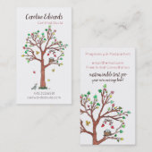 Zoete boom met nesten en harten visitekaartje (Voorkant / Achterkant)
