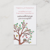 Zoete boom met nesten en harten visitekaartje (Achterkant)