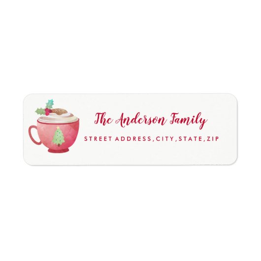 Zoete Boom Mok Kerst Retouradres Label (Voorkant)