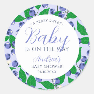 Zoete Bosbes Blauwe Baby Shower Ronde Sticker
