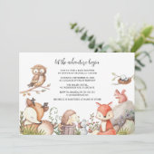 Zoete bosdier baby shower kaart (Staand voorkant)