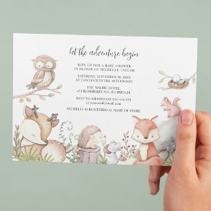 Zoete bosdier baby shower kaart