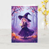 Zoete bosfee halloween kaart (Gele Bloem)