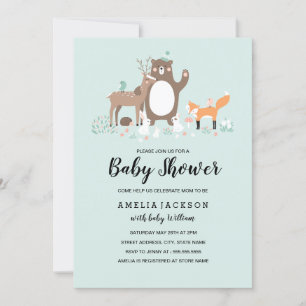 Zoete Bosland Munt Baby Shower Uitnodiging