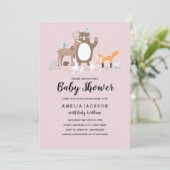 Zoete bosroze mint baby shower uitnodiging (Staand voorkant)