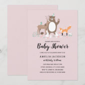 Zoete bosroze mint baby shower uitnodiging (Voorkant / Achterkant)