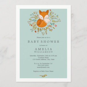 Zoete Bosvos Vos Baby Shower Uitnodiging