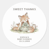 Zoete Bosvosbaby Shower Sticker (Voorkant)