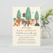 Zoete bosvrienden baby shower uitnodiging (Staand voorkant)