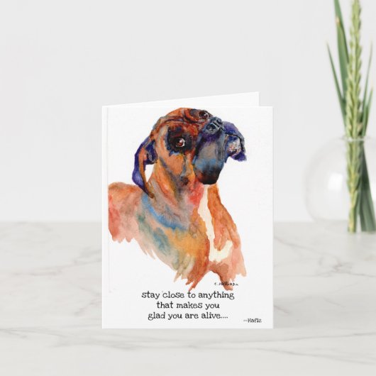 zoete boxer aquarel opbeurende kaart (Voorkant)