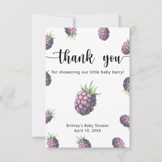 Zoete braambes - dank u bedankkaart (Voorkant)