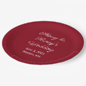 Zoete Brieven Maroon bruiloft Papieren Bordje (Gekanteld)