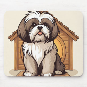 Zoete bruine en witte Shih Tzu Muismat
