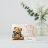 Zoete bruine waterverf teddybeer Baby shower Informatiekaartje (Staand voorkant)