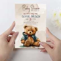 Zoete bruine waterverf teddybeer Baby shower