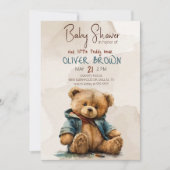 Zoete bruine waterverf teddybeer Baby shower Kaart (Voorkant)
