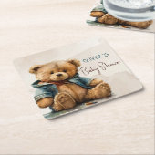 Zoete bruine waterverf teddybeer Baby shower Kartonnen Onderzetters (Schuin)