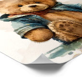 Zoete bruine waterverf teddybeer Baby shower Poster (Hoek)