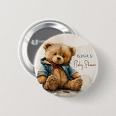 Zoete bruine waterverf teddybeer Baby shower Ronde Button 5,7 Cm (Voorkant /achterkant)