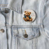 Zoete bruine waterverf teddybeer Baby shower Ronde Button 5,7 Cm (In situ)