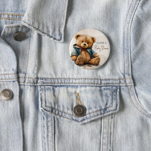 Zoete bruine waterverf teddybeer Baby shower Ronde Button 5,7 Cm (In situ)