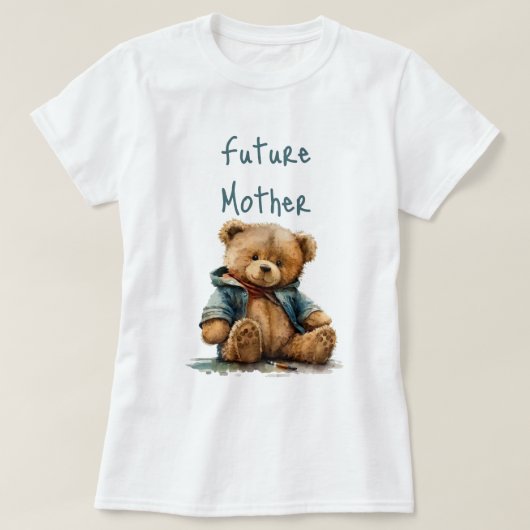 Zoete bruine waterverf teddybeer Baby shower T-shirt (Design voorkant)