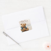 Zoete bruine waterverf teddybeer Baby shower Vierkante Sticker (Envelop)