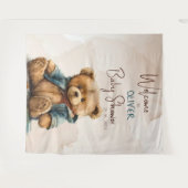 Zoete bruine waterverf teddybeer Baby shower Wandkleed (Voorkant (horizontaal))