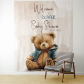 Zoete bruine waterverf teddybeer Baby shower Wandkleed (In situ)