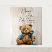 Zoete bruine waterverf teddybeer Baby shower Wandkleed (Voorkant)