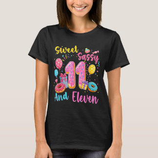 Zoete brutale en elf 11e verjaardag zoete donut t-shirt