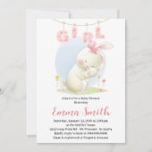 Zoete Bunny Girl Baby Shower Uitnodiging (Voorkant)