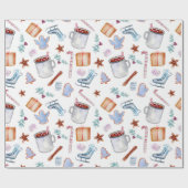 Zoete cacao, feestzeepuizen, kaarskanen, koekjes cadeaupapier (Vlak)