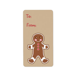 Zoete cadeau-etiket met peperkoekjongen etiket