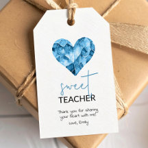 Zoete cadeaubijschrift voor de leraar met blauwe h