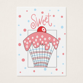 Zoete cadeaukaart met cupcake en polka dots visitekaartje