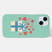 Zoete cadeauverpakking met zwevende liefdeshartjes Case-Mate iPhone case (Achterkant (horizontaal))