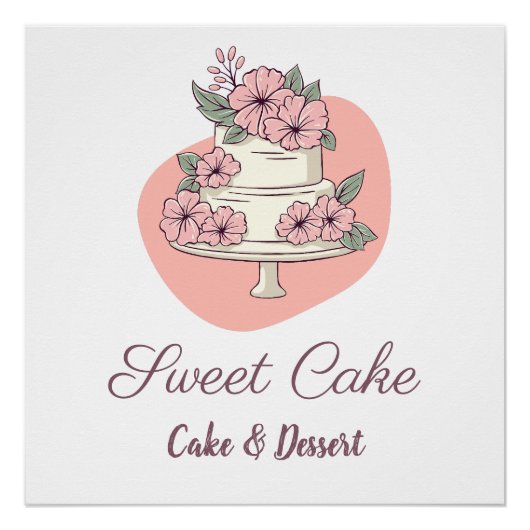 Zoete Cake Bakkerij Cake & Dessert Logo Perfect Poster (Voorkant)