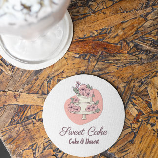Zoete Cake Bakkerij Cake & Dessert Logo Ronde Kartonnen Onderzetter
