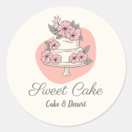 Zoete Cake Bakkerij Cake & Dessert Logo Ronde Sticker