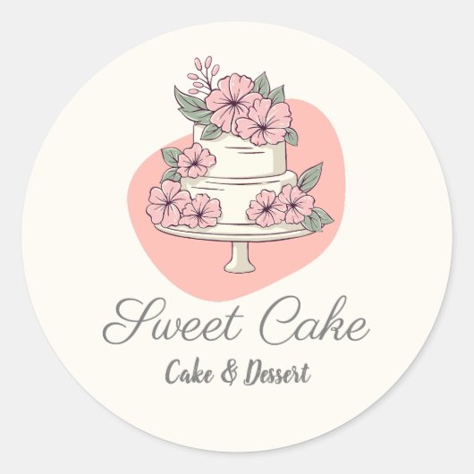 Zoete Cake Bakkerij Cake & Dessert Logo Ronde Sticker (Voorkant)