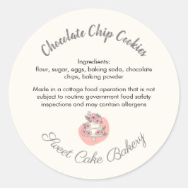 Zoete Cake Bakkerij Chocolade Koek Ingridiënten Ronde Sticker